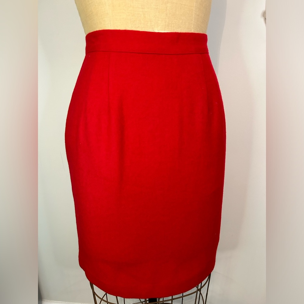Made In The USA Vintage 100% Wool Briggs Long Red Skirt - Sz 8